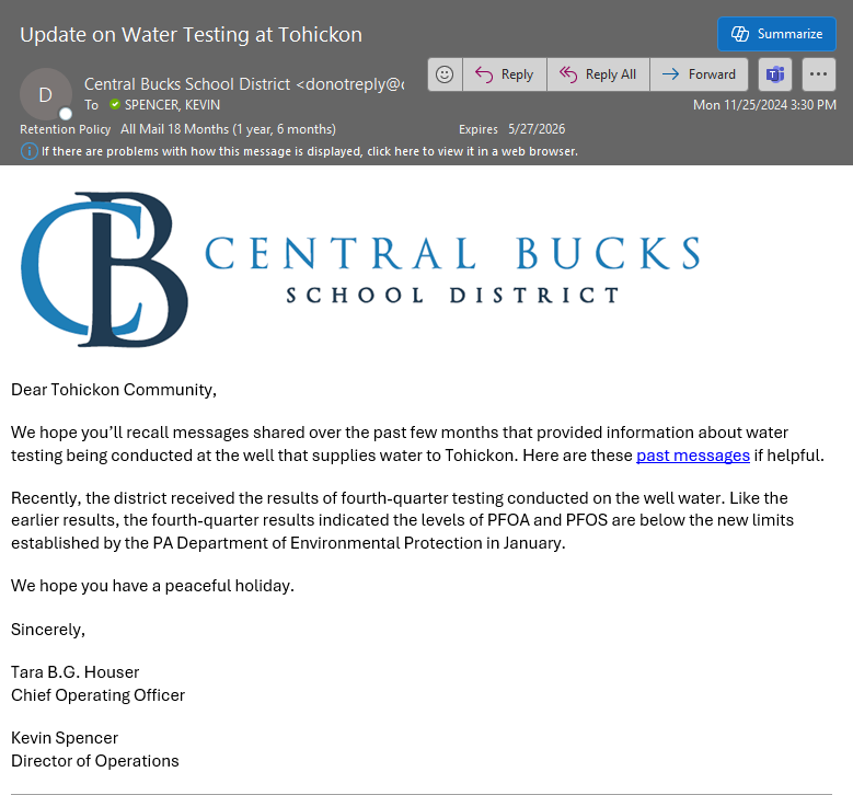 Tohickon November Email